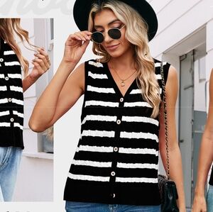 Black and White Striped Vest